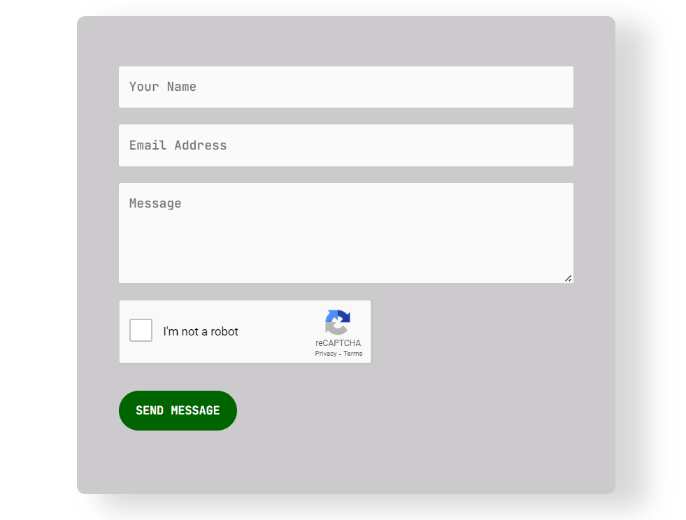 A contact form with basic details like name, email and message created using WP forms
