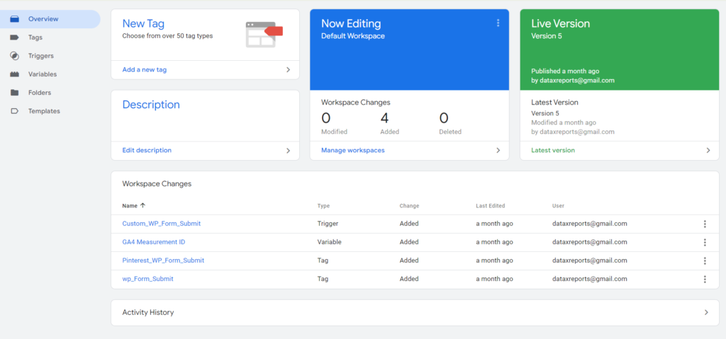 Google Tag Manager Interface to track all your tags