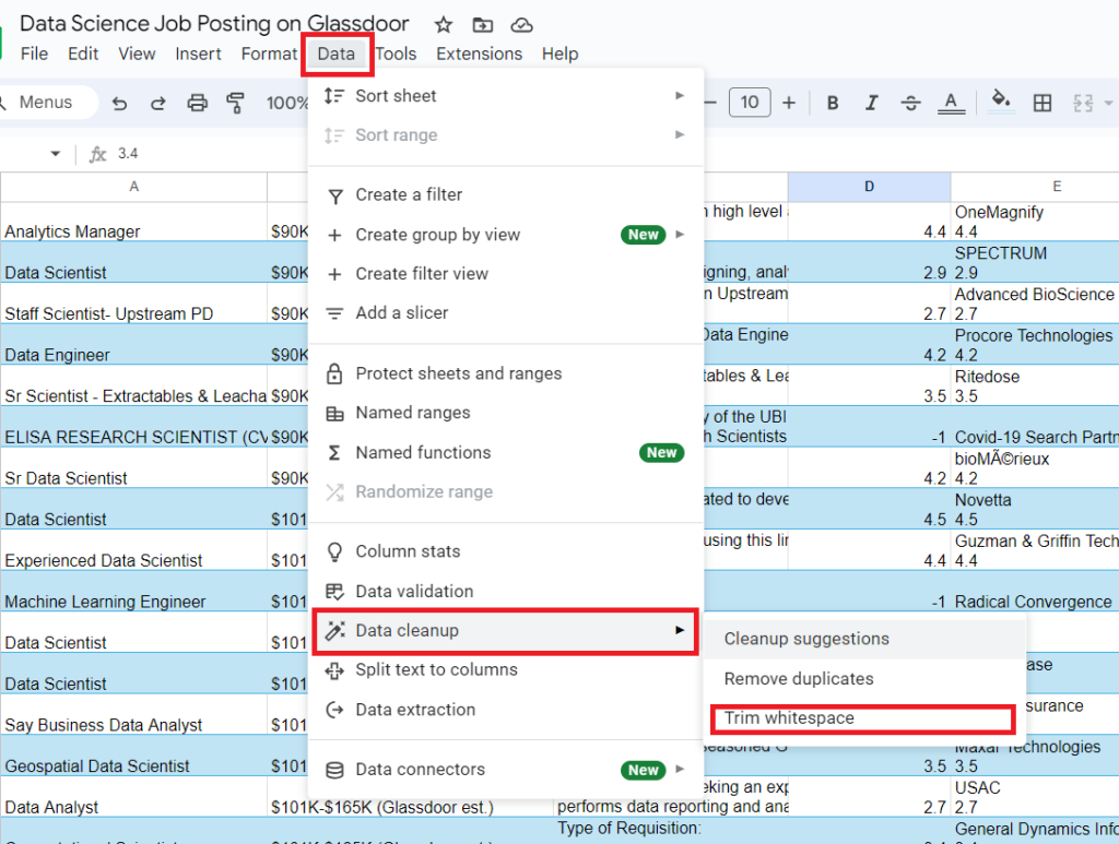 trim whitespace in google sheets